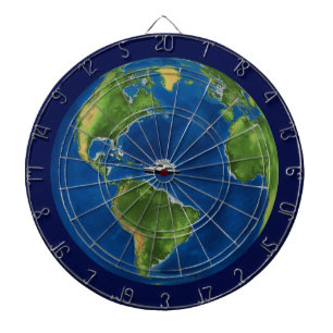 Cible De Fléchettes Globe terrestre et navire sur fond bleu