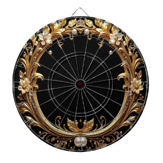 Cible De Fléchettes Golden Floral Ornate Dartboard
