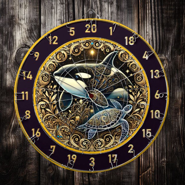Cible De Fléchettes Golden Marine Life Killer Whale Art (Créateur téléchargé)
