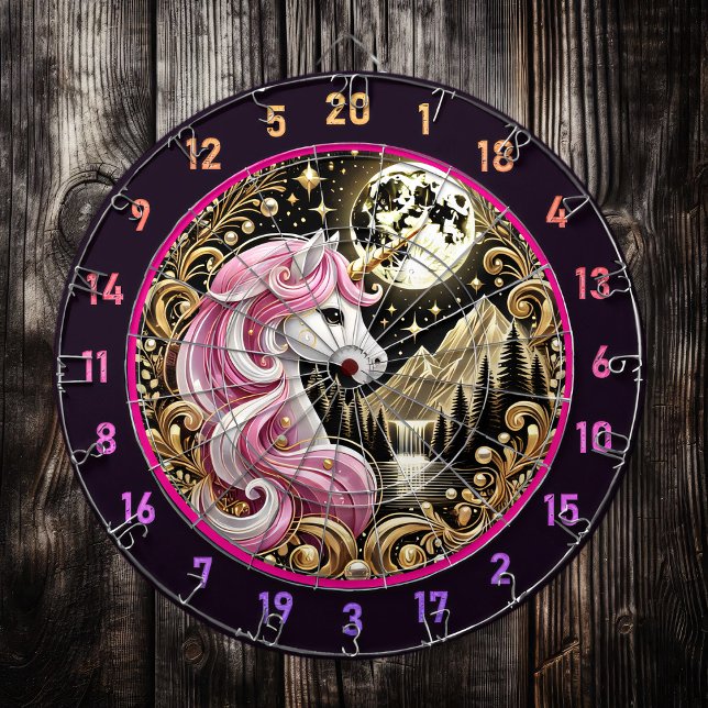 Cible De Fléchettes Golden Moon Highlights Majestic rose licorne (Créateur téléchargé)