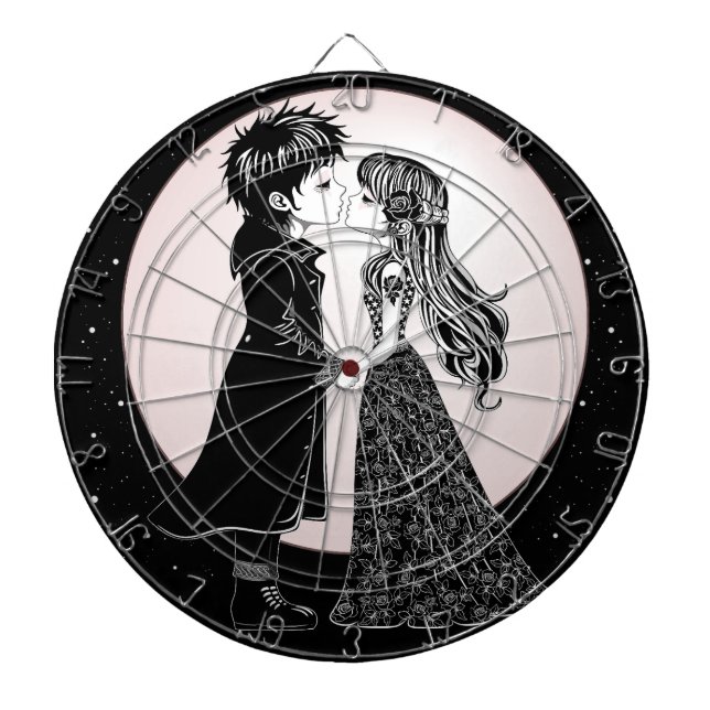 Cible De Fléchettes Gothique Emo Enfants Kiss Valentine's Day (Devant)