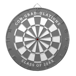 Cible De Fléchettes Graduation Gris et Blanc   Texte personnalisé