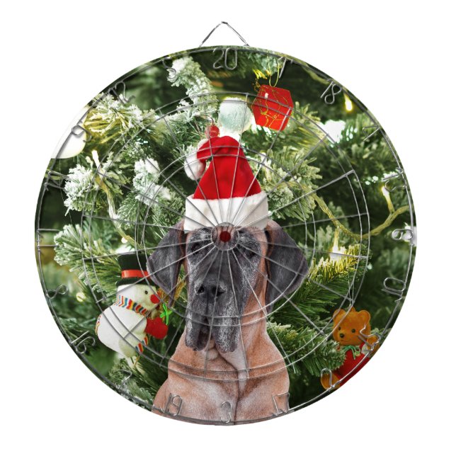 Cible De Fléchettes Great Dane w Christmas Tree Cadeaux Boîtes de Noël (Devant)