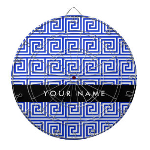 Cible De Fléchettes Grec Meander Key Blue, Votre Nom, Personnaliser