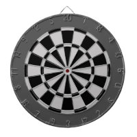 Cible de flechettes : Gris argenté, noir, et