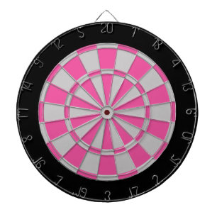 Cible de flechettes : Gris argenté, rose, et noir