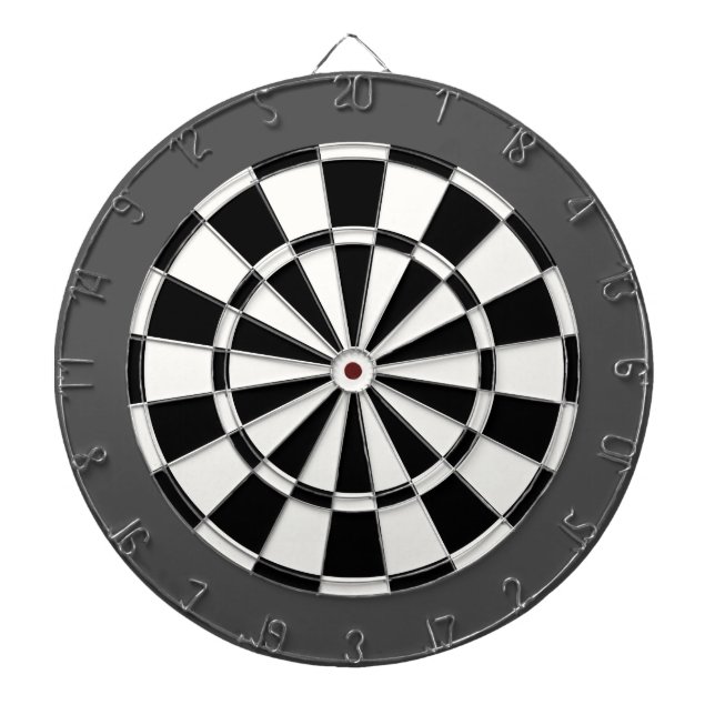 Cible de flechettes : Gris blanc, noir, et de (Devant)