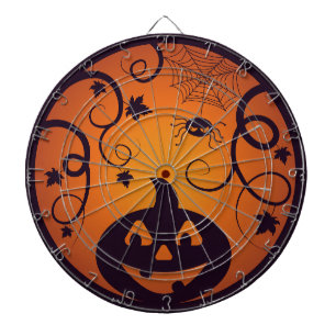 Cible De Fléchettes Halloween Jack-o'-lantern citrouille visage et ara
