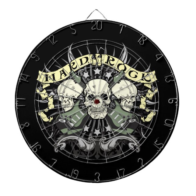 Cible De Fléchettes Hard Rock et Roll Skulls Guitares Darboard (Devant)