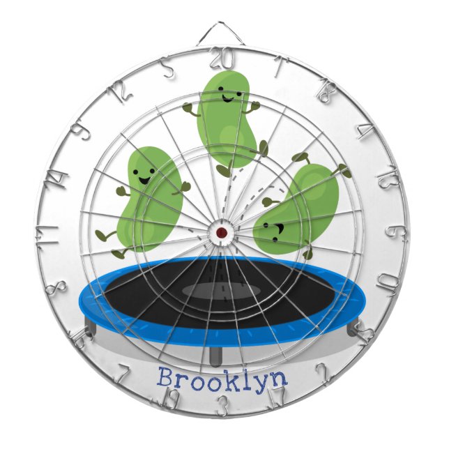 Cible De Fléchettes Haricots verts mignons sur dessin animé trampoline (Devant)