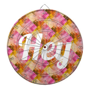 Cible De Fléchettes Hey Pink Watercolor Motif géométrique