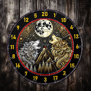 Cible De Fléchettes Howling Wolf Reflète La Liberté Et Le Pouvoir Sauv