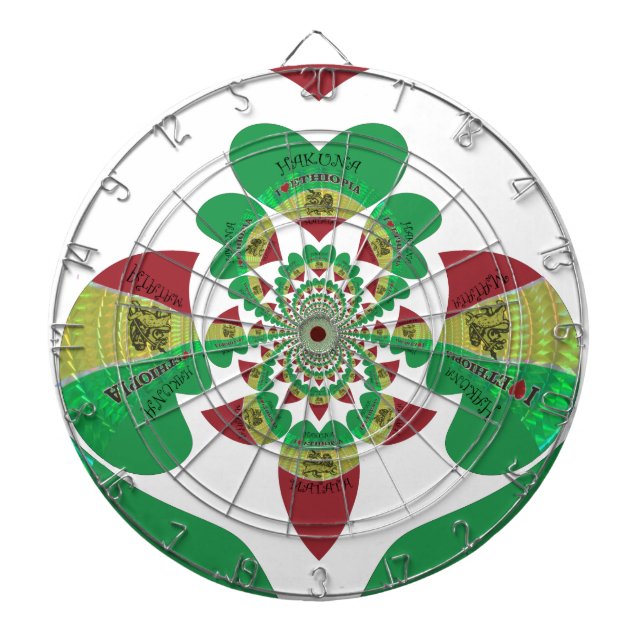 Cible De Fléchettes I Love Ethiopia Kaleidoscope - Heartfeel Rasta Art (Devant)