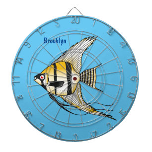 Cible De Fléchettes Illustration de poisson-ange rayé de dessin animé