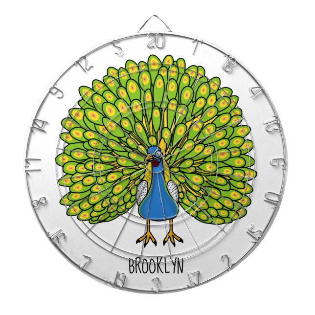Cible De Fléchettes Illustration d'oiseau de paon brillant (Devant)