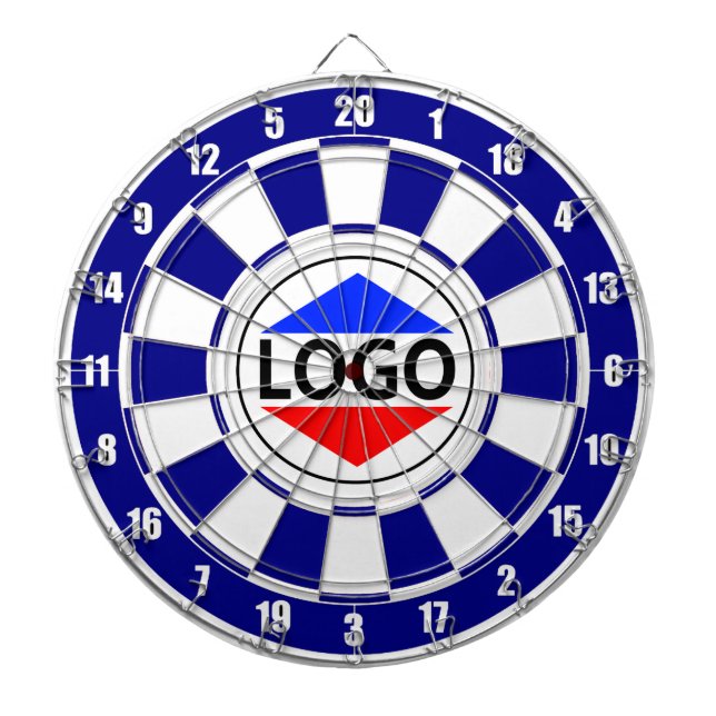 Cible De Fléchettes Image de logo personnalisée en bleu et blanc (Devant)