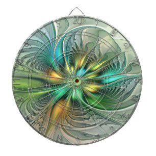 Cible De Fléchettes Imaginaire coloré Moderne Fleur Abstraite Fractale