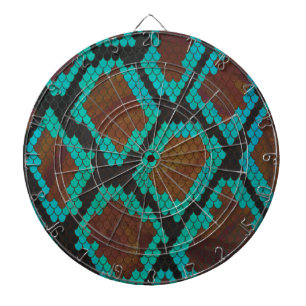 Cible De Fléchettes Impression Brown et Turquoise de serpent