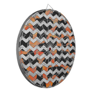 Cible De Fléchettes Impression Chevron noir et orange de vache