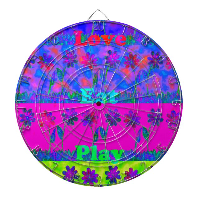Cible De Fléchettes Imprimer Art Motivational Vibrant "Eat Love & Play (Devant)