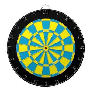Cible de flechettes : Jaune, bleu de ciel, et noir