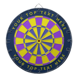 Cible De Fléchettes Jaune, lilas, bleu, texte personnalisé