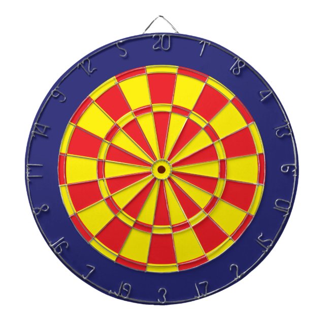 Cible de flechettes : Jaune, Rouge Et Bleu Marine (Devant)
