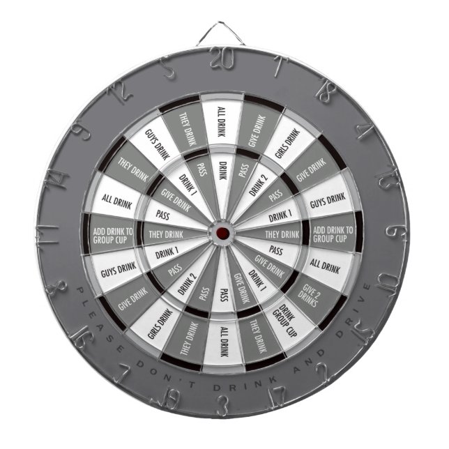 Cible De Fléchettes Jeu potable en noir et blanc et gris (Devant)