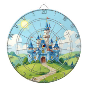 Cible De Fléchettes Joli château bleu et blanc