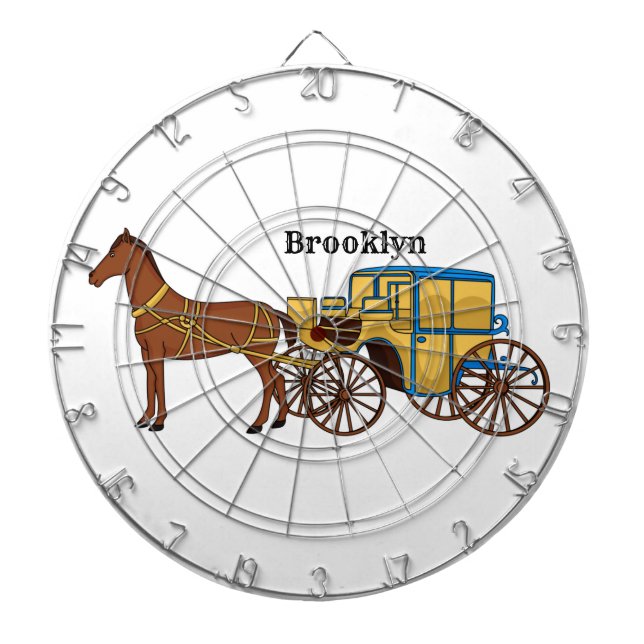 Cible De Fléchettes Jolie illustration de cheval et de calèche royale (Devant)