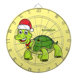 Cible De Fléchettes Jolie tortue en chapeau de Père Noël