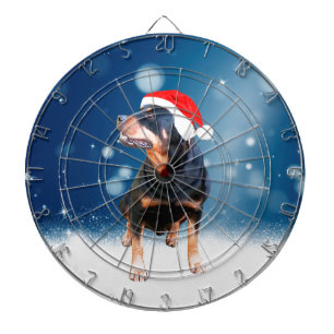 Cible De Fléchettes Jote Rottweiler Chien Noël Santa Hat Étoiles de ne