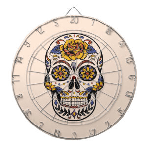 Cible De Fléchettes Journée Rose du crâne de sucre mexicain des mort