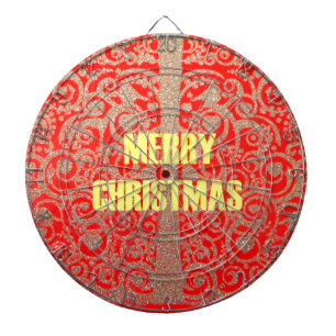 Cible De Fléchettes Joyeux Noël Golden Red Parties scintillant Hearts