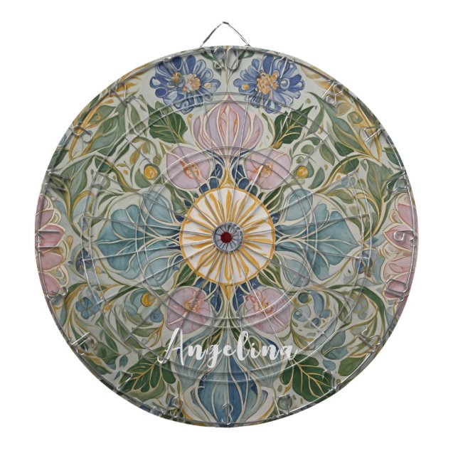 Cible De Fléchettes Kaleidoscope floral Personnalisé (Devant)