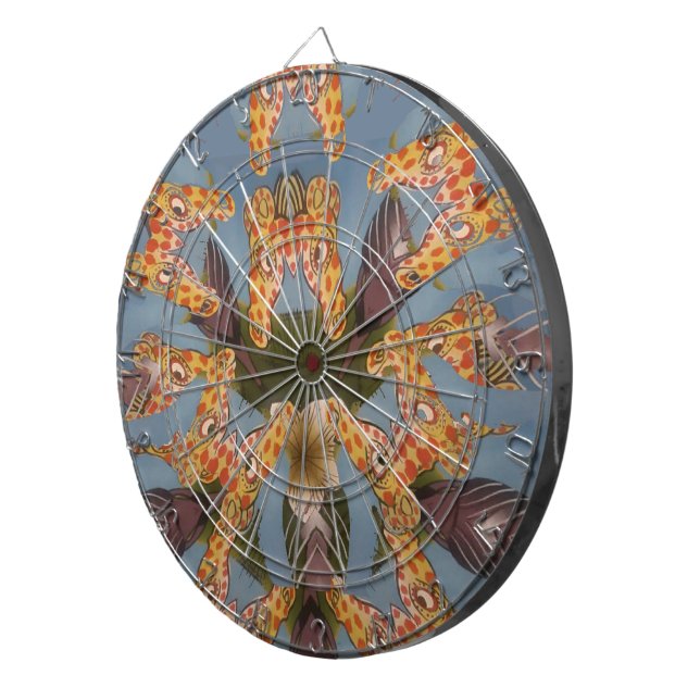 Cible De Fléchettes Kaleidoscope Giraffe Mandala : Safari Art Abstrait (Devant droit)
