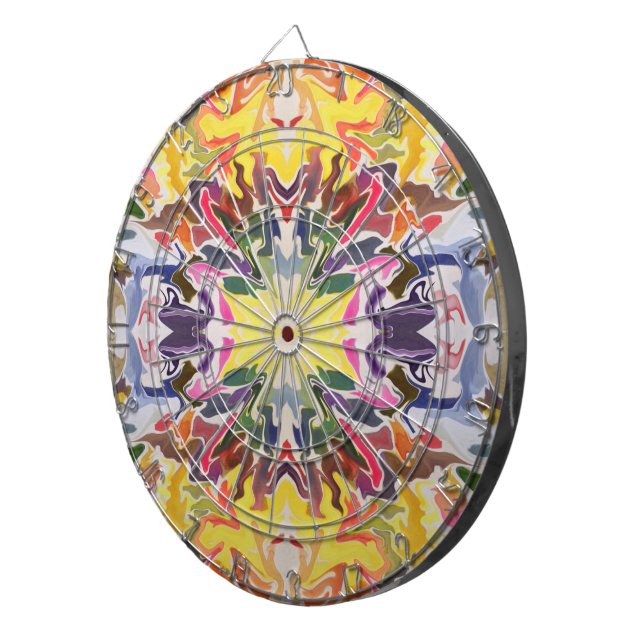Cible De Fléchettes Kaleidoscope retro coloré psychédélique Abstrait (Devant droit)
