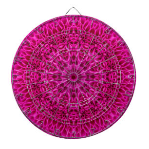 Cible De Fléchettes Kaléidoscope vintage de fractale de fleur rose