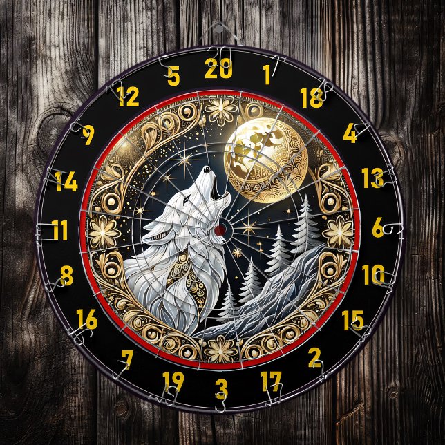 Cible De Fléchettes La Lune d’or met en lumière l’appel de feu du loup (Créateur téléchargé)