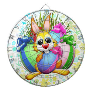 Cible De Fléchettes Lapin drôle mordant un œuf de Pâques
