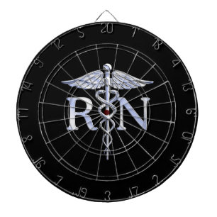 Cible De Fléchettes Le caducée de RN d'infirmier autorisé serpente l