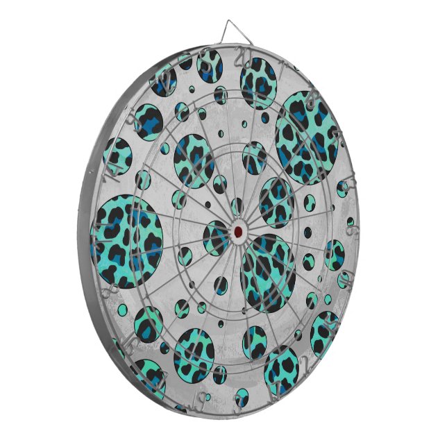 Cible De Fléchettes Léopard noir et Turquoise (Devant gauche)