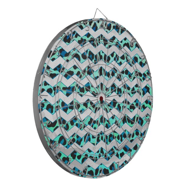 Cible De Fléchettes Léopard noir et Turquoise (Devant gauche)