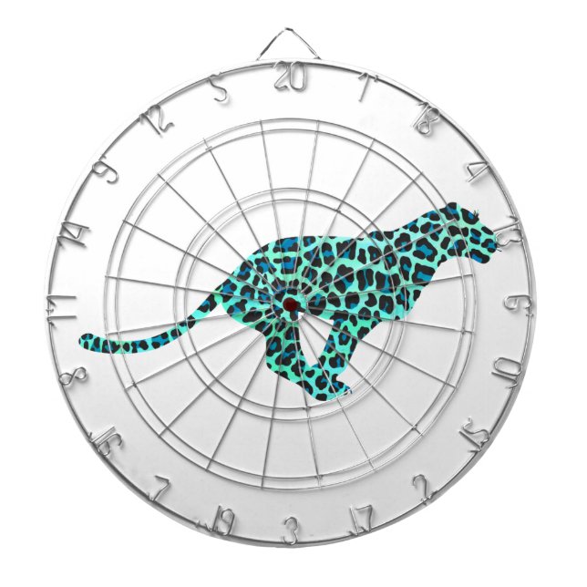 Cible De Fléchettes Léopard noir et Turquoise (Devant)