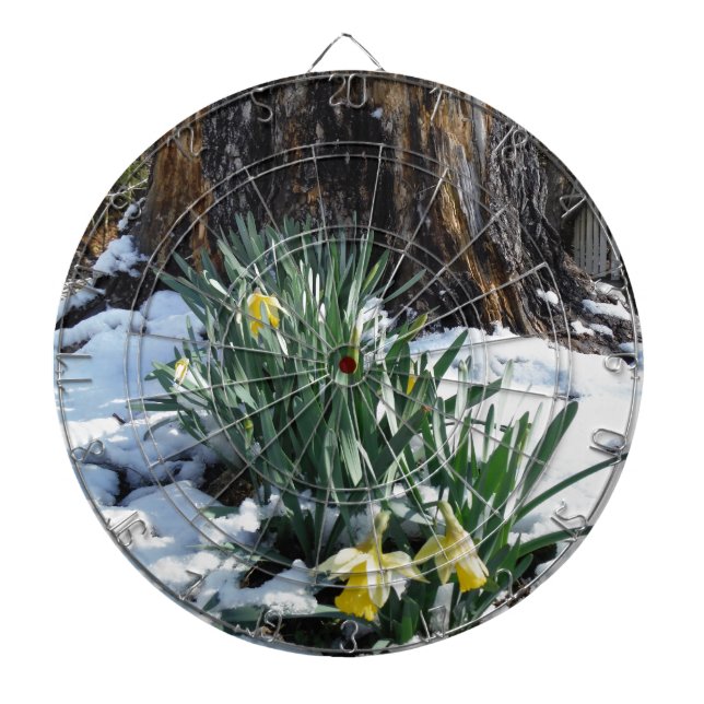 Cible De Fléchettes Les jonquilles jaunes dans la neige (Devant)