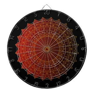 Cible De Fléchettes Ligne dorée circulaire géométrique et dégradé roug