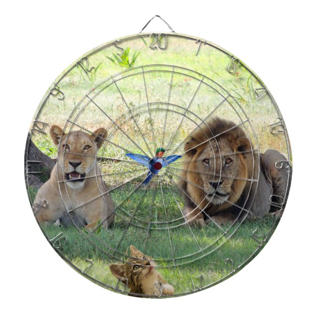Cible De Fléchettes Lions. Chat et colibri dans la jungle (Devant)