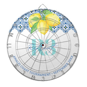 Cible De Fléchettes Logo de carreau méditerranéen au citron à l'aquare