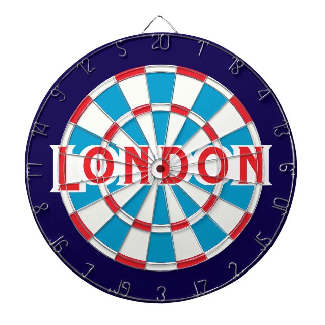 Cible De Fléchettes LONDRES Patriotique Bleu Bleu Blanc + Bleu foncé B (Devant)
