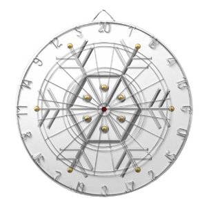 Cible De Fléchettes Look 3-D Silver et Gold Snowflake